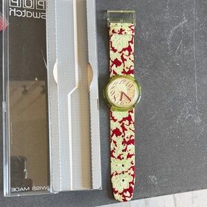 Swatch Green and Tan Leather Watch